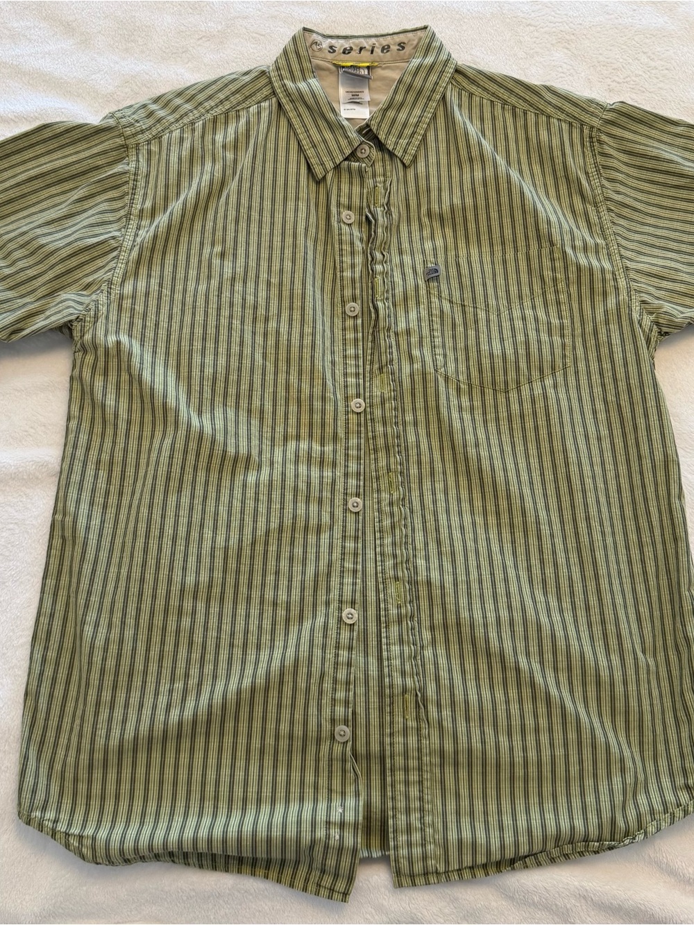 The North Face Green Striped Short-Sleeve Button-Down Shirt